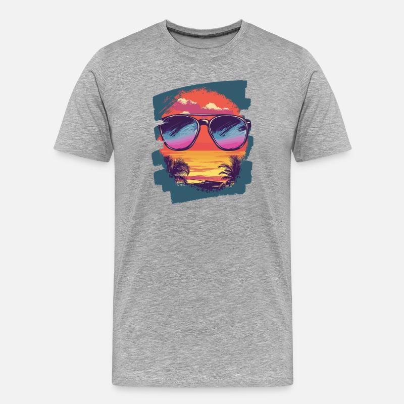 Sonnenbrille Sommer Palmen - Männer Premium Bio T-Shirt - Grau meliert