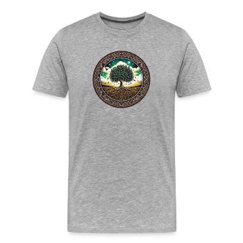 Wurzeln der Heimat Der Olivenbaum - Männer Premium Bio T-Shirt - Grau meliert - Vorne - Damien (186cm)