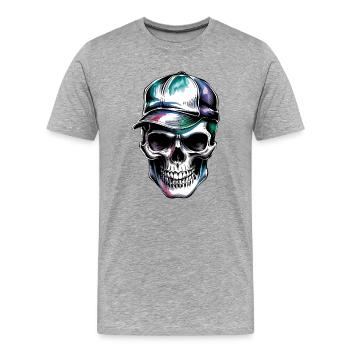 Crâne avec capuchon - T-shirt bio Premium Homme - gris chiné - Devant - Damien (186cm)