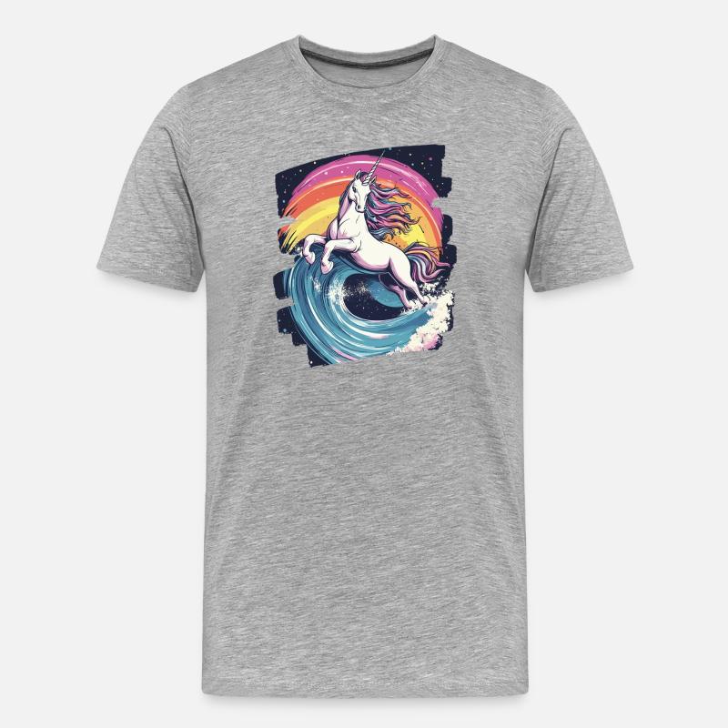 Einhorn - Männer Premium Bio T-Shirt - Grau meliert