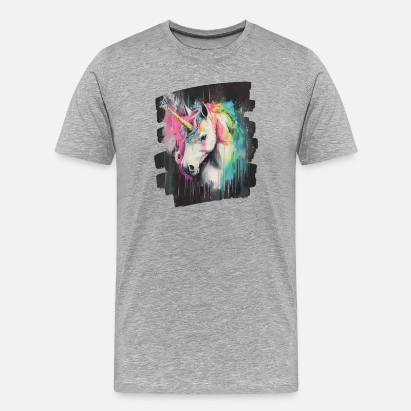 Einhorn - Männer Premium Bio T-Shirt - Grau meliert