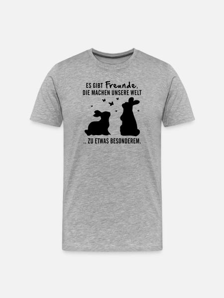 Freunde Hasen Leben - Männer Premium Bio T-Shirt - Grau meliert