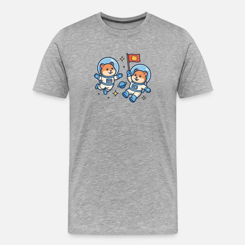 Hamster Astronauten - Männer Premium Bio T-Shirt - Grau meliert