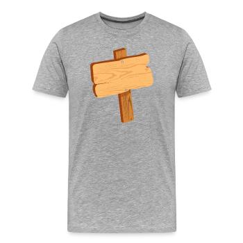 Panneau rustique en aspect bois sans texte - T-shirt bio Premium Homme - gris chiné - Devant - Damien (186cm)