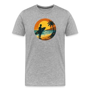 Surfer Surfen Cool Retro Surfer Vintage Surf - Männer Premium Bio T-Shirt - Grau meliert - Vorne - Damien (186cm)