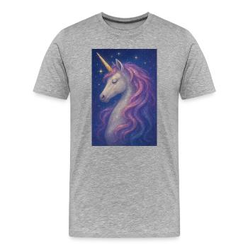 Magic Unicorn Purple - Men's Premium Organic T-Shirt - heather grey - Front - Damien (186cm)