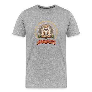 Cat meditation with spiritual design - Men's Premium Organic T-Shirt - heather grey - Front - Damien (186cm)