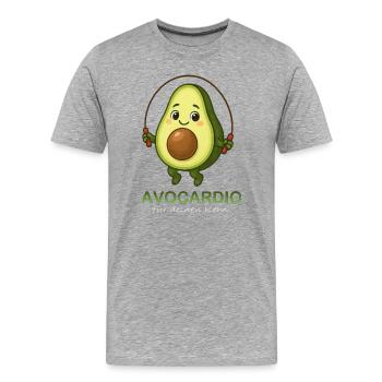 avocat sport corde sauter dessin animé avocardio noyau - T-shirt bio Premium Homme - gris chiné - Devant - Damien (186cm)