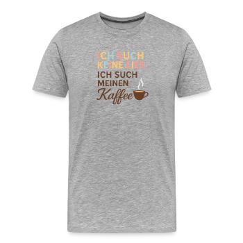 Je ne cherche pas un motif œuf-café - T-shirt bio Premium Homme - gris chiné - Devant - Damien (186cm)
