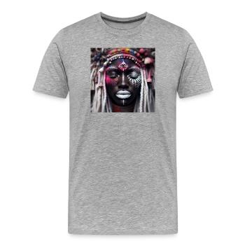 Divinité Africaine - T-shirt bio Premium Homme - gris chiné - Devant - Damien (186cm)