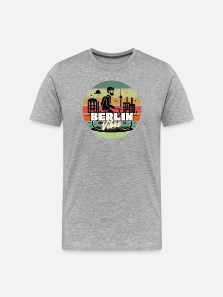 "Berlin Vibes" - Retro Sunset Style - Men's Premium Organic T-Shirt - heather grey