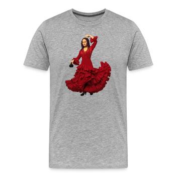Mona Lisa (La Joconde) flamenco - T-shirt bio Premium Homme - gris chiné - Devant - Damien (186cm)