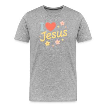 I love Jesus - Men's Premium Organic T-Shirt - heather grey - Front - Damien (186cm)