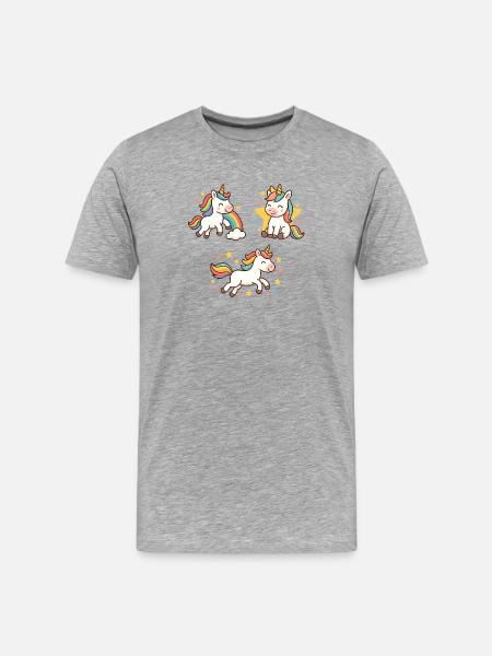 Unicorns - Männer Premium Bio T-Shirt - Grau meliert