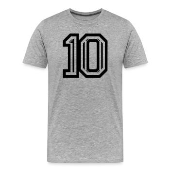 Graphique élégant numéro 10 - T-shirt bio Premium Homme - gris chiné - Devant - Damien (186cm)
