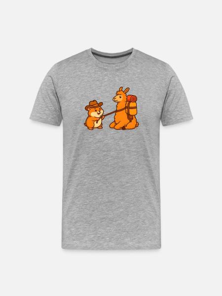 Stubborn Sitting Llama - Men's Premium Organic T-Shirt - heather grey