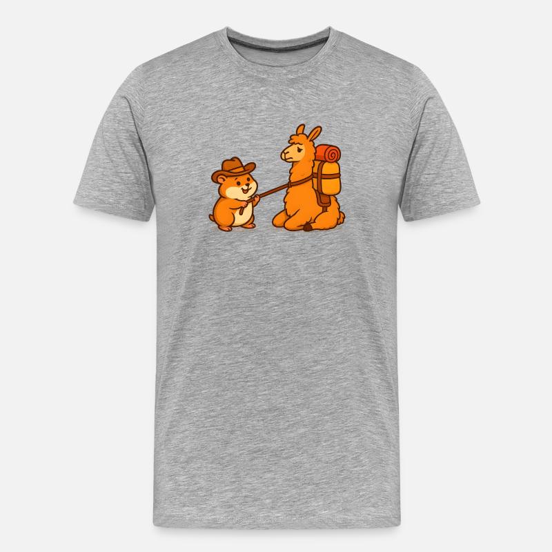 Widerspenstiges sitzendes Lama - Männer Premium Bio T-Shirt - Grau meliert