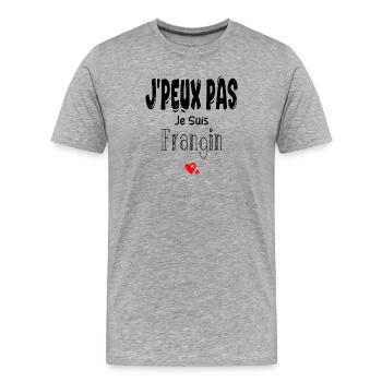 J'Peux Pas Je suis Frangin - T-shirt bio Premium Homme - gris chiné - Devant - Damien (186cm)