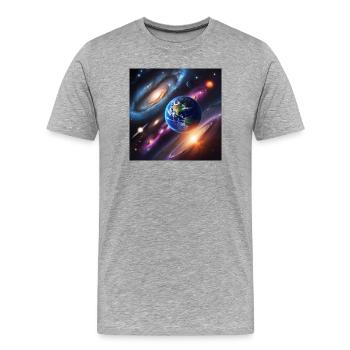 Système solaire / Solar System - T-shirt bio Premium Homme - gris chiné - Devant - Damien (186cm)