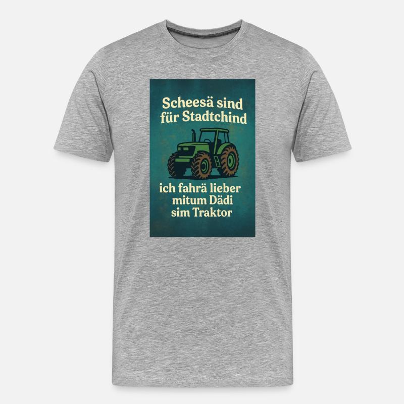 Traktor vum Dädi - Männer Premium Bio T-Shirt - Grau meliert
