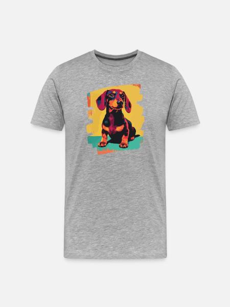 Teckel Dackel - T-shirt bio Premium Homme - gris chiné