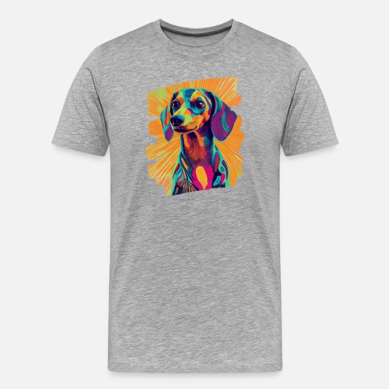 Dackel Dachshund - Männer Premium Bio T-Shirt - Grau meliert