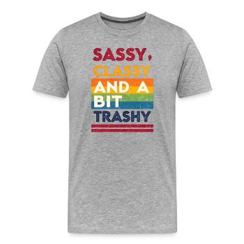 Gay Pride LGBTQIA+ T-Shirt frech edel und ein bisschen - Männer Premium Bio T-Shirt - Grau meliert - Vorne - Damien (186cm)