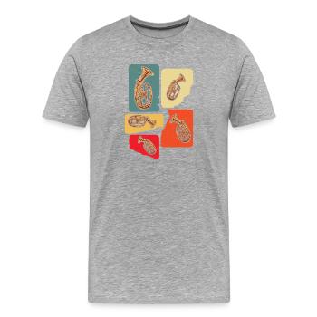 Conception créative de cor ténor dans des couleurs rétro - T-shirt bio Premium Homme - gris chiné - Devant - Damien (186cm)