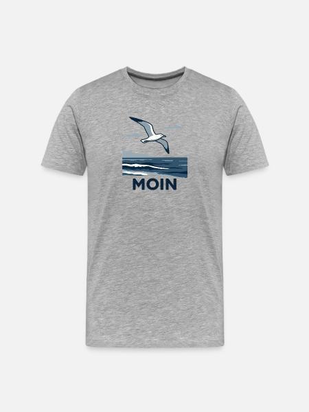 Moin Möwe - Männer Premium Bio T-Shirt - Grau meliert
