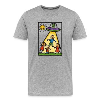 UFO nimmt Papa mit! - Männer Premium Bio T-Shirt - Grau meliert - Vorne - Damien (186cm)