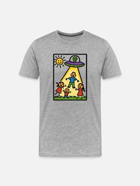 UFO takes dad with him! - Men's Premium Organic T-Shirt - heather grey