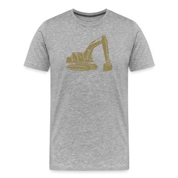 Pelle Silhouette Opérateur d’engins de construction Génie civil - T-shirt bio Premium Homme - gris chiné - Devant - Damien (186cm)