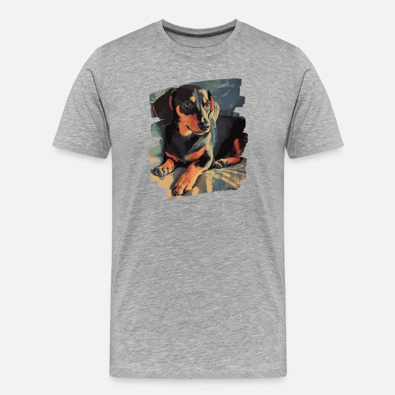 Dackel Dachshund - Männer Premium Bio T-Shirt - Grau meliert