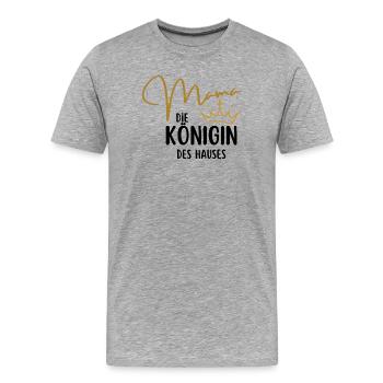 Mama Queen – Elegantes Krönchen-Design | Muttertag - Männer Premium Bio T-Shirt - Grau meliert - Vorne - Damien (186cm)