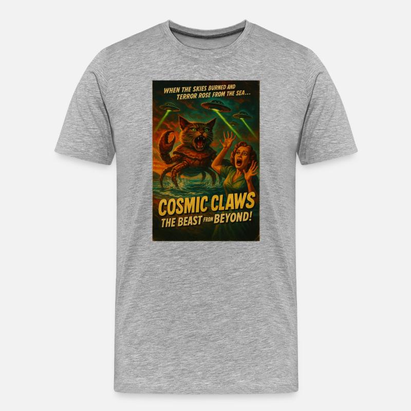 Cosmic Claws - Männer Premium Bio T-Shirt - Grau meliert