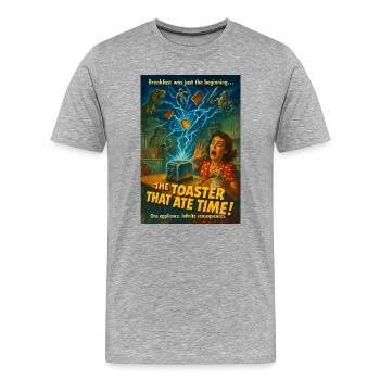 Le grille-pain qui a mangé le temps - T-shirt bio Premium Homme - gris chiné - Devant - Damien (186cm)
