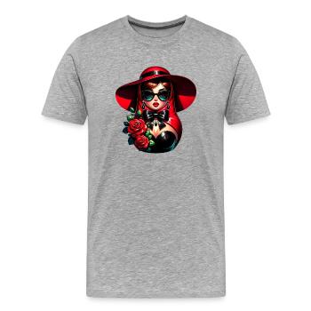 Fille russe ! Matriochka Russe pour Russes - T-shirt bio Premium Homme - gris chiné - Devant - Damien (186cm)