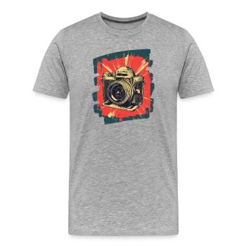 Appareil photo Appareil photo Photographe Femme Photographe - T-shirt bio Premium Homme - gris chiné - Devant - Damien (186cm)