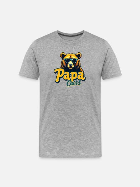 Papa Bear Retro Glasses - Men's Premium Organic T-Shirt - heather grey