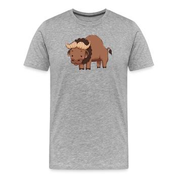 Buffalo - Men's Premium Organic T-Shirt - heather grey - Front - Damien (186cm)