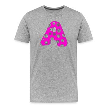 Buchstabe A mit Charakter in pink - Männer Premium Bio T-Shirt - Grau meliert - Vorne - Damien (186cm)