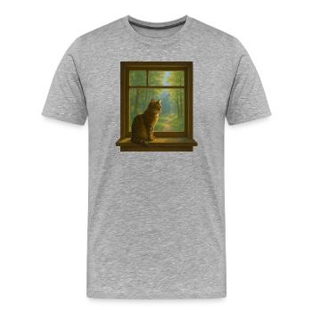 Cat at the window - Men's Premium Organic T-Shirt - heather grey - Front - Damien (186cm)