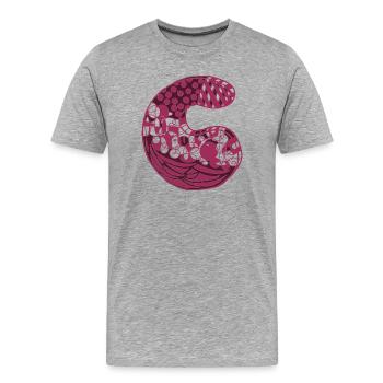 Buchstabe C mit Charakter in rot - Männer Premium Bio T-Shirt - Grau meliert - Vorne - Damien (186cm)