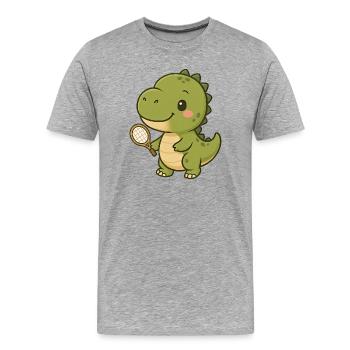 Mignon T-Rex dinosaure joueur de tennis dessin animé - T-shirt bio Premium Homme - gris chiné - Devant - Damien (186cm)