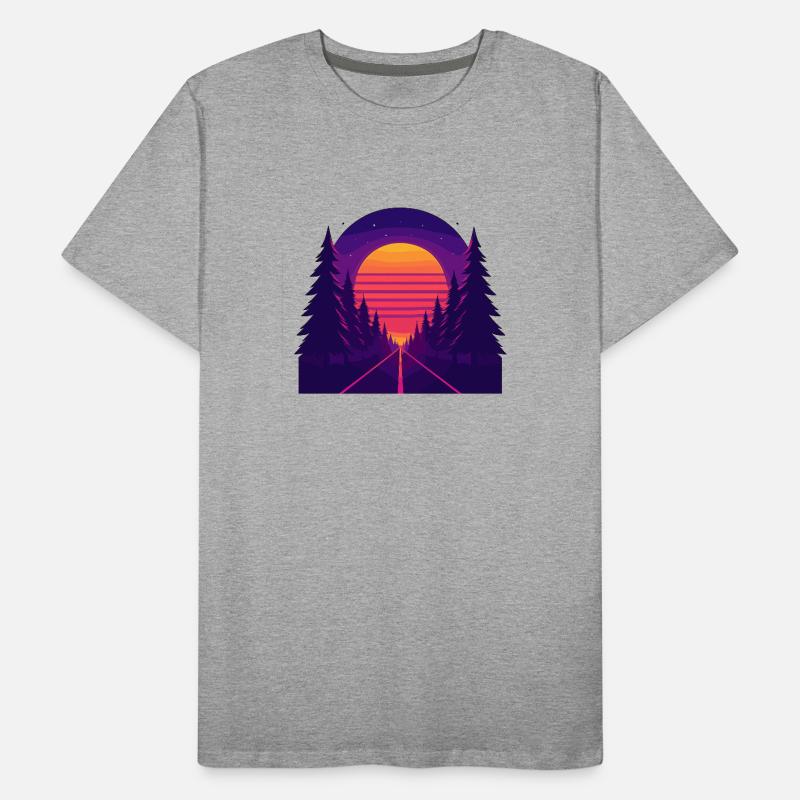 Neon Forest Drive – Coucher de soleil de style rétro T-shirt bio Premium Homme