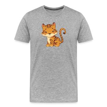 Tiger - Men's Premium Organic T-Shirt - heather grey - Front - Damien (186cm)
