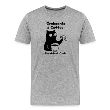 Club de petit-déjeuner café et croissants - T-shirt bio Premium Homme - gris chiné - Devant - Damien (186cm)