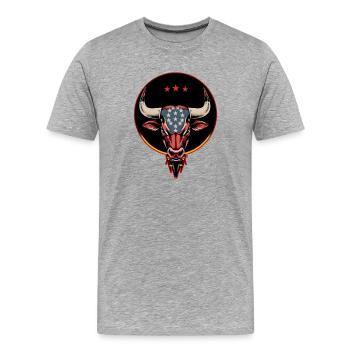 Patriotischer Stierkopf, ein amerikanischer Stier. - Männer Premium Bio T-Shirt - Grau meliert - Vorne - Damien (186cm)