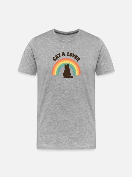 Rainbow Love Cat - Men's Premium Organic T-Shirt - heather grey