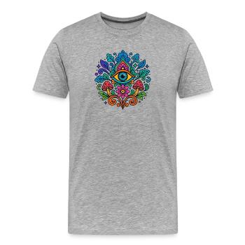 Mystic Vision – L’œil coloré qui voit tout - T-shirt bio Premium Homme - gris chiné - Devant - Damien (186cm)